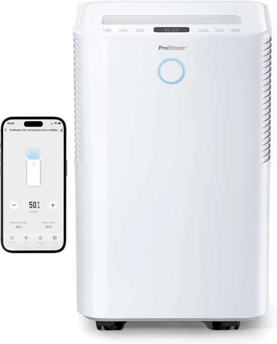Pro Breeze OmniDry 20L/dag Compressor Luchtontvochtiger met Smart App